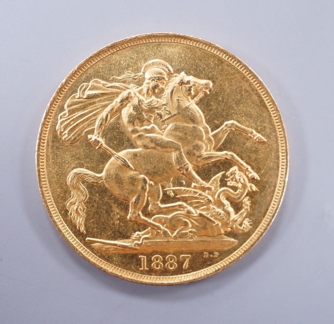 A Victoria 1887 gold double sovereign.